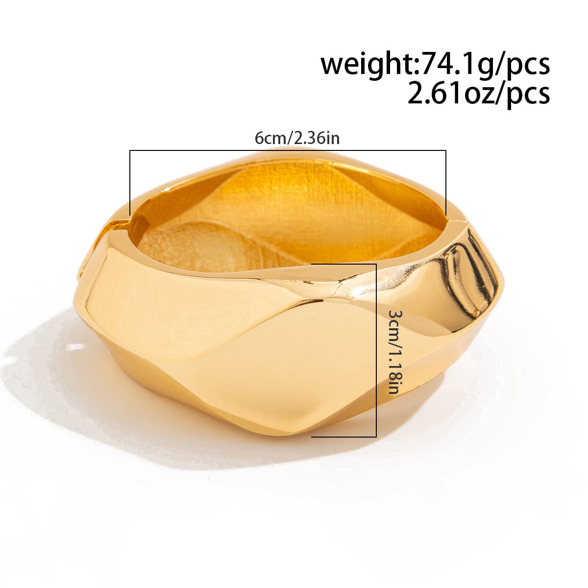 Vintage Gold Silver Plated Irregular Polygon Bangle Bracelet - ArtGalleryZen