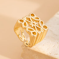 Thumbnail for Vintage Hollow Pattern Square Open Ring - ArtGalleryZen