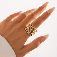 Thumbnail for Vintage Hollow Pattern Square Open Ring - ArtGalleryZen
