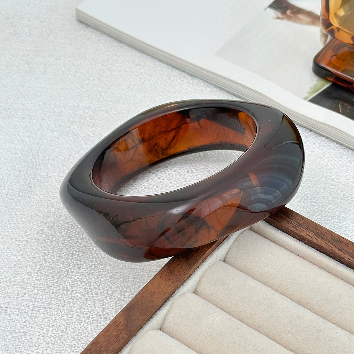 Vintage Square Resin Bangle Bracelet - ArtGalleryZen