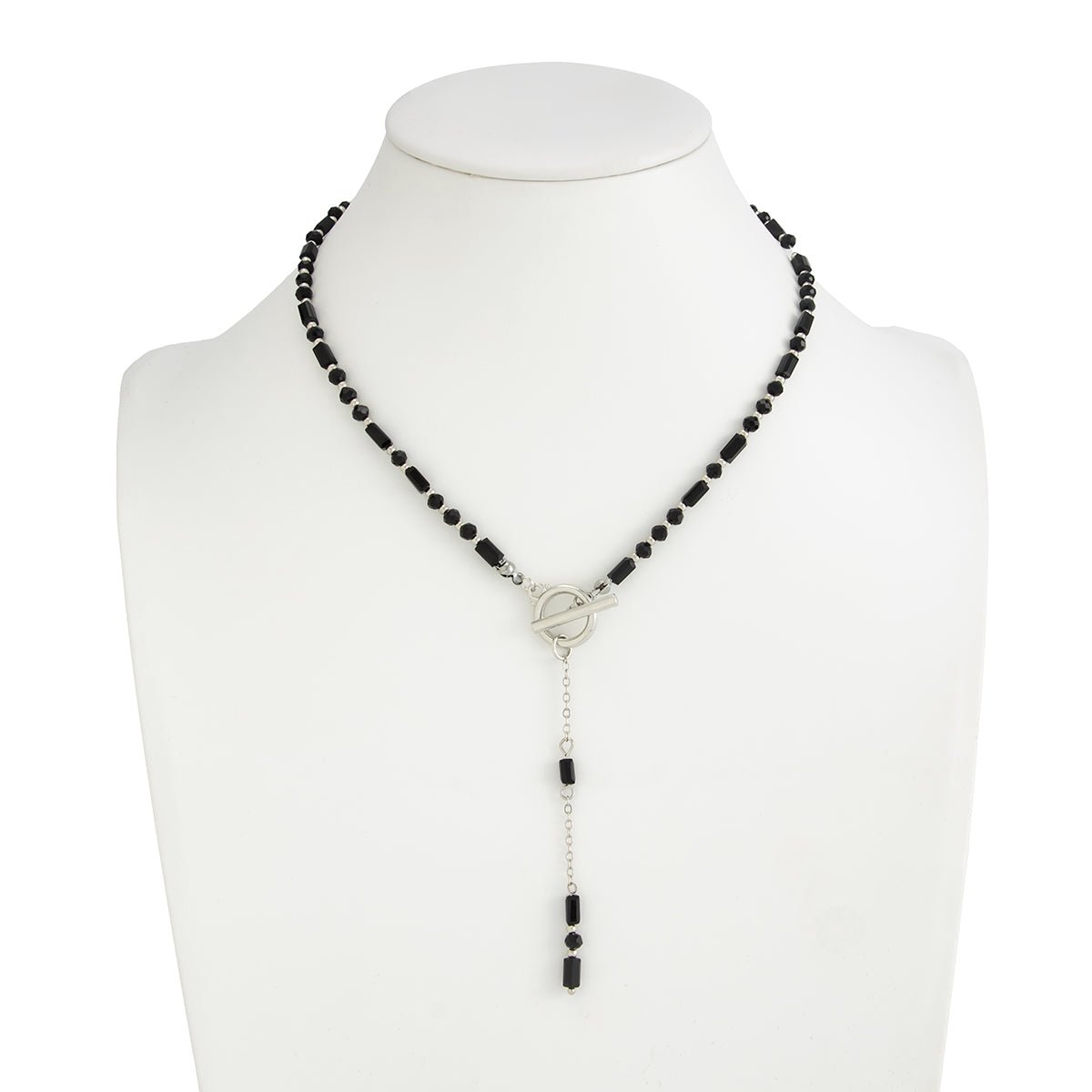 Vintage Toggle Clasp Crystal Tassel Y Necklace - ArtGalleryZen