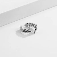 Thumbnail for Antique Silver Tone Bamboo Shaped Heart Ring - ArtGalleryZen