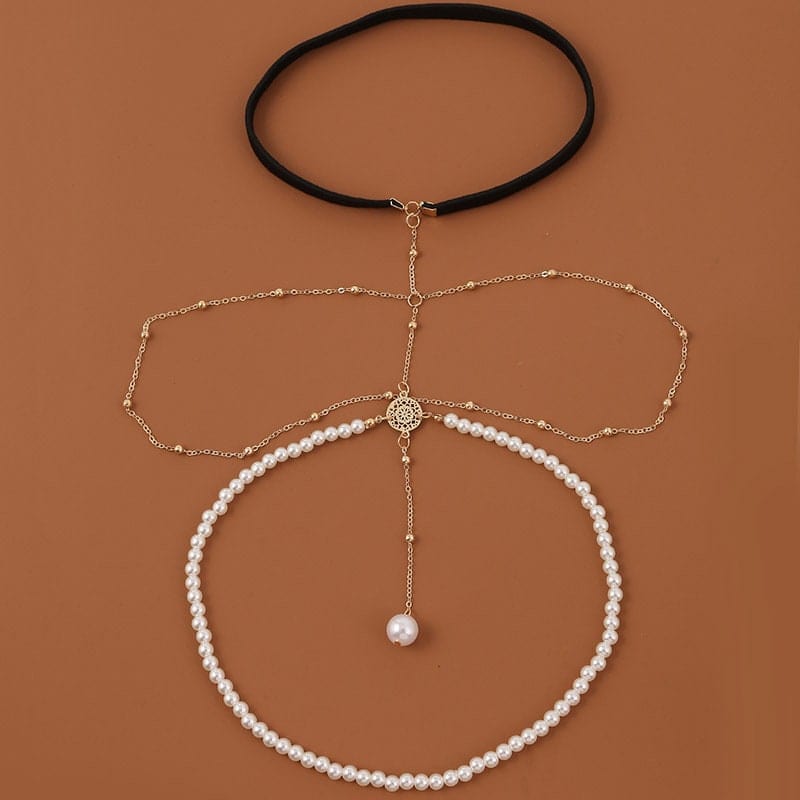 Bohemian Layered Beaded Pearl Elastic Thigh Leg Chain - ArtGalleryZen