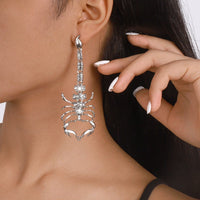 Thumbnail for Boho Gold Silver Tone CZ Inlaid Scorpion Dangle Earrings - ArtGalleryZen