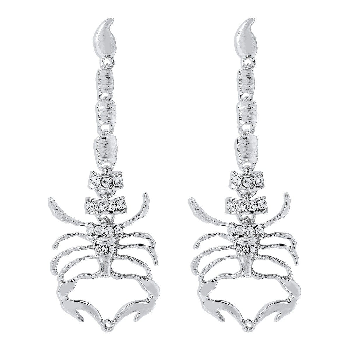 Boho Gold Silver Tone CZ Inlaid Scorpion Dangle Earrings - ArtGalleryZen