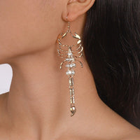 Thumbnail for Boho Gold Silver Tone Rhinestone Inlaid Scorpion Earrings - ArtGalleryZen