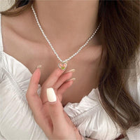 Thumbnail for Chic 24K Gold Filled Resin Pink Tulip Heart Pendant Pearl Chain Necklace Earrings Set - ArtGalleryZen