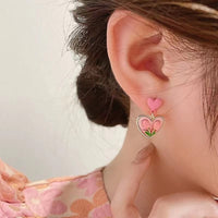 Thumbnail for Chic 24K Gold Filled Resin Pink Tulip Heart Pendant Pearl Chain Necklace Earrings Set - ArtGalleryZen