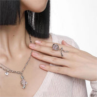 Thumbnail for Chic Adjustable Purple Raw Crystal Rose Ring - ArtGalleryZen
