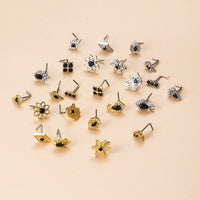 Thumbnail for Chic Black CZ Inlaid Stainless Steel Antique Evil Eye Hamsa Nose Piercing Nose Stud - ArtGalleryZen