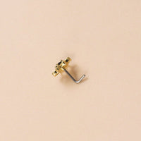 Thumbnail for Chic Black CZ Inlaid Stainless Steel Antique Evil Eye Hamsa Nose Piercing Nose Stud - ArtGalleryZen