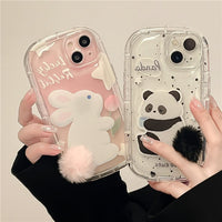 Thumbnail for Chic Bunny Panda Plush Tail Silicone iPhone Case - ArtGalleryZen