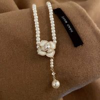 Thumbnail for Chic Camellia Pearl Chain Choker Necklace - ArtGalleryZen