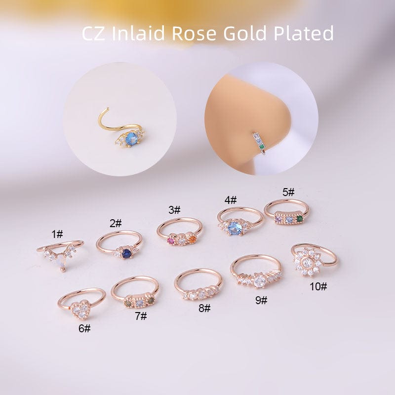 Chic Colorful CZ Inlaid Nose Piercing Nose Hoop - ArtGalleryZen