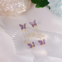 Thumbnail for Chic Crystal Butterfly Dangle Earrings - ArtGalleryZen