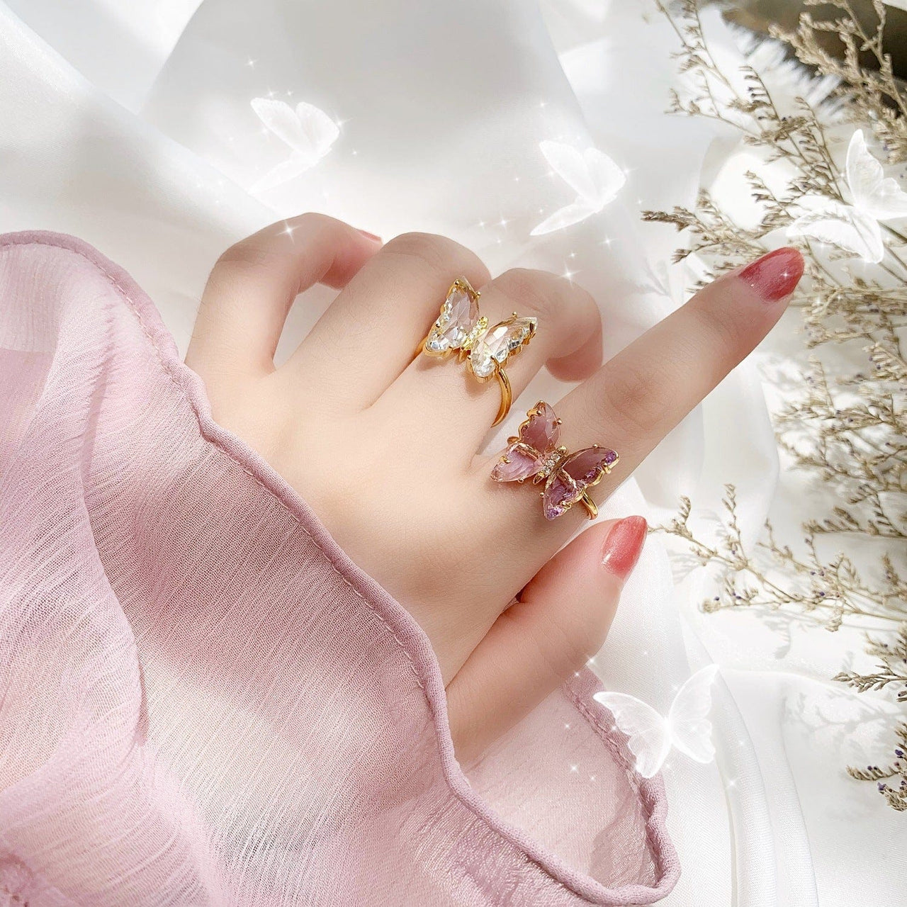 Chic Crystal Butterfly Ring - ArtGalleryZen