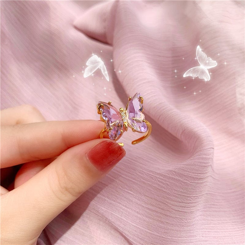 Chic Crystal Butterfly Ring - ArtGalleryZen