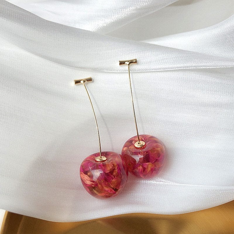 Chic Crystal Cherry Dangle Earrings - ArtGalleryZen