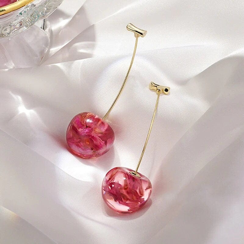 Chic Crystal Cherry Dangle Earrings - ArtGalleryZen