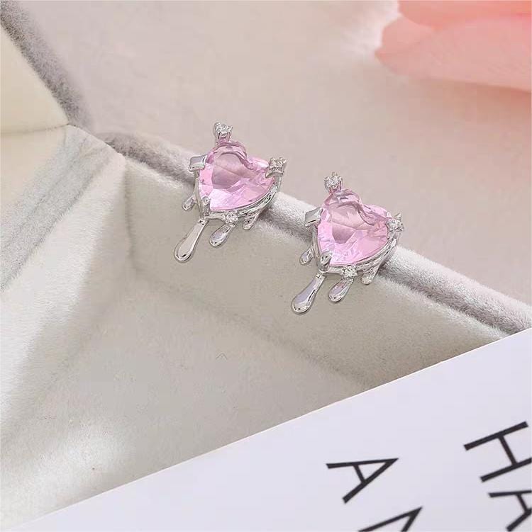 Chic Crystal Heart Melting Earrings - ArtGalleryZen