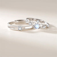 Thumbnail for Chic CZ Inlaid Adjustable Opal Crown Matching Rings - ArtGalleryZen