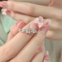 Thumbnail for Chic CZ Inlaid Adjustable Opal Crown Matching Rings - ArtGalleryZen