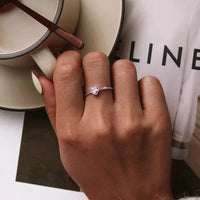 Thumbnail for Chic CZ Inlaid Adjustable Pink Crystal Heart Ring - ArtGalleryZen