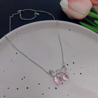 Thumbnail for Chic CZ Inlaid Bowknot Cherry Pendant Necklace - ArtGalleryZen