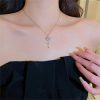 Thumbnail for Chic CZ Inlaid Bowknot Heart Magic Wand Necklace - ArtGalleryZen