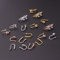 Thumbnail for Chic CZ Inlaid Cherry Butterfly Non Piercing Adjustable Nose Ring - ArtGalleryZen