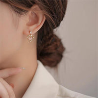 Thumbnail for Chic CZ Inlaid Crystal Floral Hollow Heart Earrings - ArtGalleryZen
