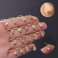 Thumbnail for Chic CZ Inlaid Dangle Nose Piercing Hoop Nose Ring - ArtGalleryZen