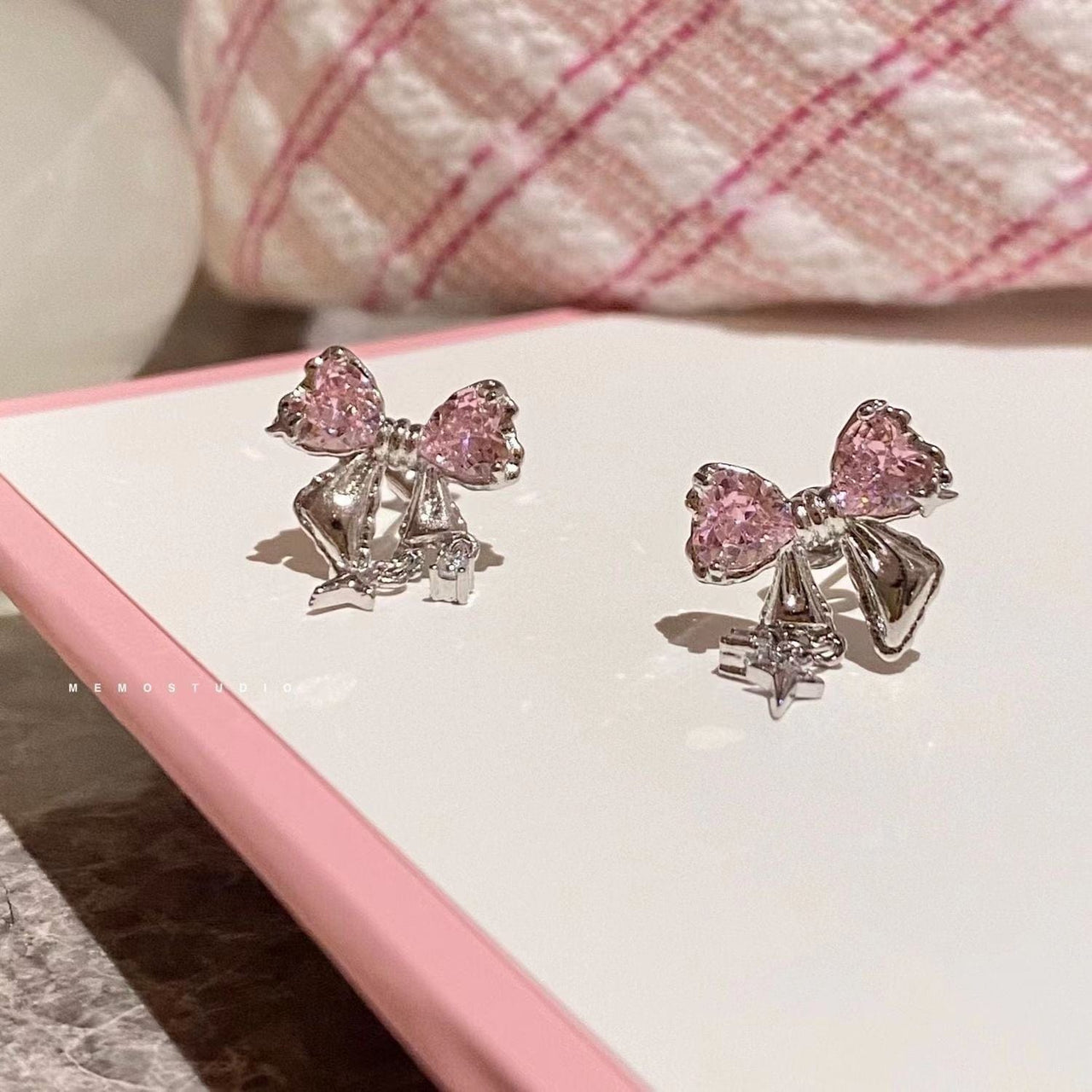 Chic CZ Inlaid Dangle Star Crystal Butterfly Bowknot Earrings - ArtGalleryZen