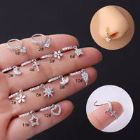 Thumbnail for Chic CZ Inlaid Dangling Nose Piercing Nose Hoop - ArtGalleryZen