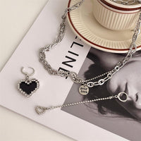 Thumbnail for Chic CZ Inlaid Detachable Heart Earrings Necklace - ArtGalleryZen
