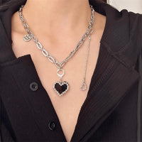 Thumbnail for Chic CZ Inlaid Detachable Heart Earrings Necklace - ArtGalleryZen