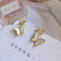 Thumbnail for Chic CZ Inlaid Duo Butterfly Dangle Earrings - ArtGalleryZen