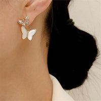Thumbnail for Chic CZ Inlaid Duo Butterfly Dangle Earrings - ArtGalleryZen
