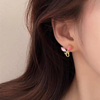 Thumbnail for Chic CZ Inlaid Enamel Tulip Earrings - ArtGalleryZen