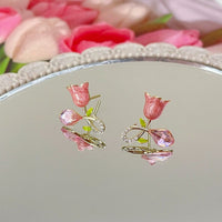 Thumbnail for Chic CZ Inlaid Enamel Tulip Earrings - ArtGalleryZen