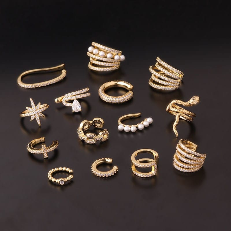 Chic CZ Inlaid Helix Non Piercing Ear Cuff Earring - ArtGalleryZen