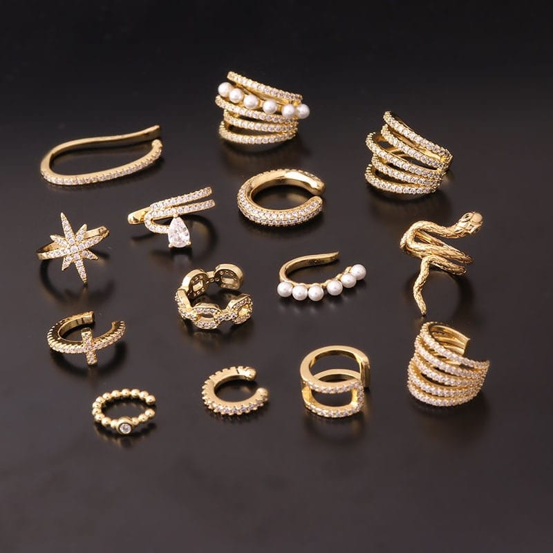 Chic CZ Inlaid Helix Non Piercing Ear Cuff Earring - ArtGalleryZen