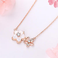 Thumbnail for Chic CZ Inlaid Natural Pearl Shell Duo Cherry Blossom Necklace - ArtGalleryZen