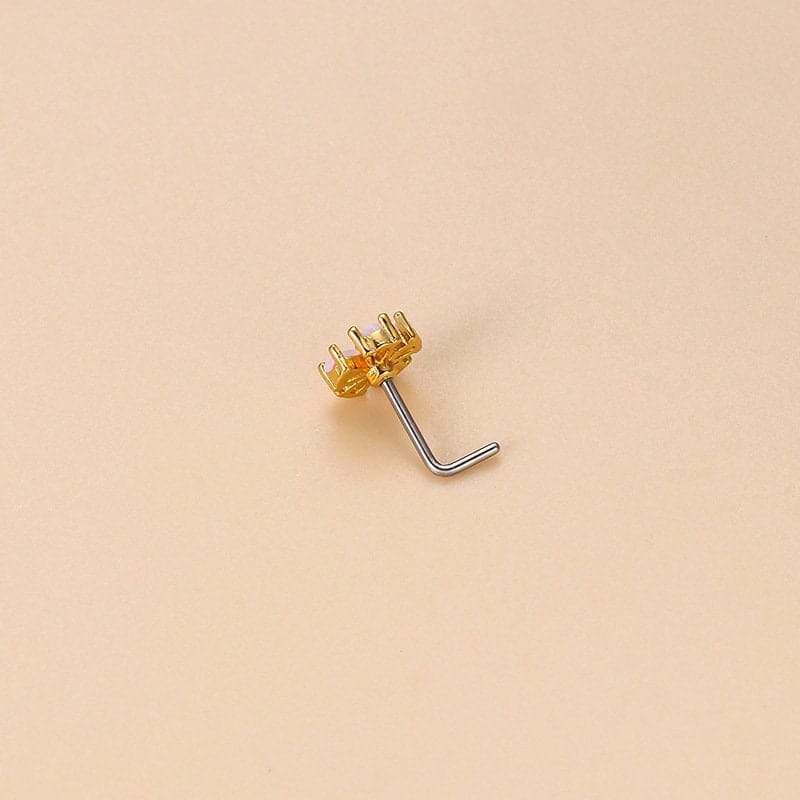 Chic CZ Inlaid Opal Astronaut Alien Floral Heart Nose Piercing Nose Stud - ArtGalleryZen