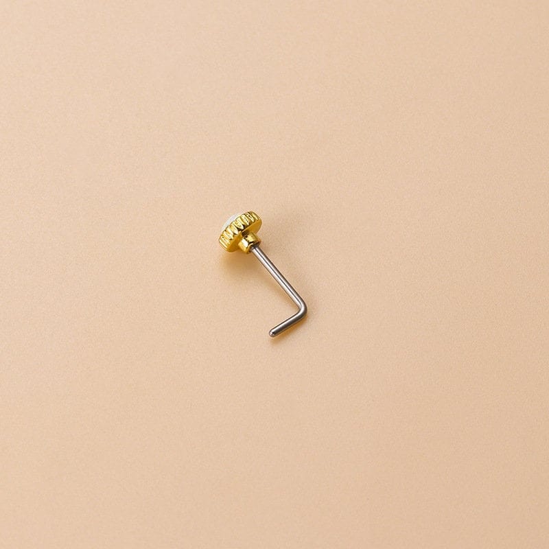 Chic CZ Inlaid Opal Floral Heart Nose Piercing Nose Stud - ArtGalleryZen