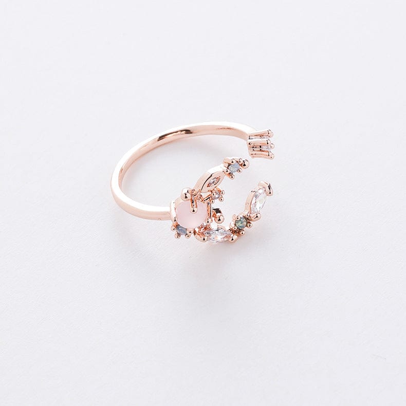 Chic CZ Inlaid Opal Moon Phase Ring - ArtGalleryZen