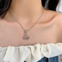 Thumbnail for Chic CZ Inlaid Pink Cherry Pendant Necklace - ArtGalleryZen