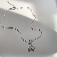 Thumbnail for Chic CZ Inlaid Pink Cherry Pendant Necklace - ArtGalleryZen