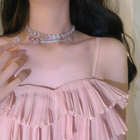 Thumbnail for Chic CZ Inlaid Pink Diamond Heart Necklace - ArtGalleryZen