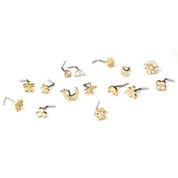 Thumbnail for Chic CZ Inlaid Snowflake Moon Phase Star Titanium Nose Piercing Nose Stud - ArtGalleryZen